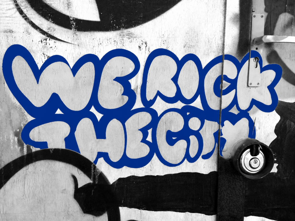 Graffiti tekst We rock the city